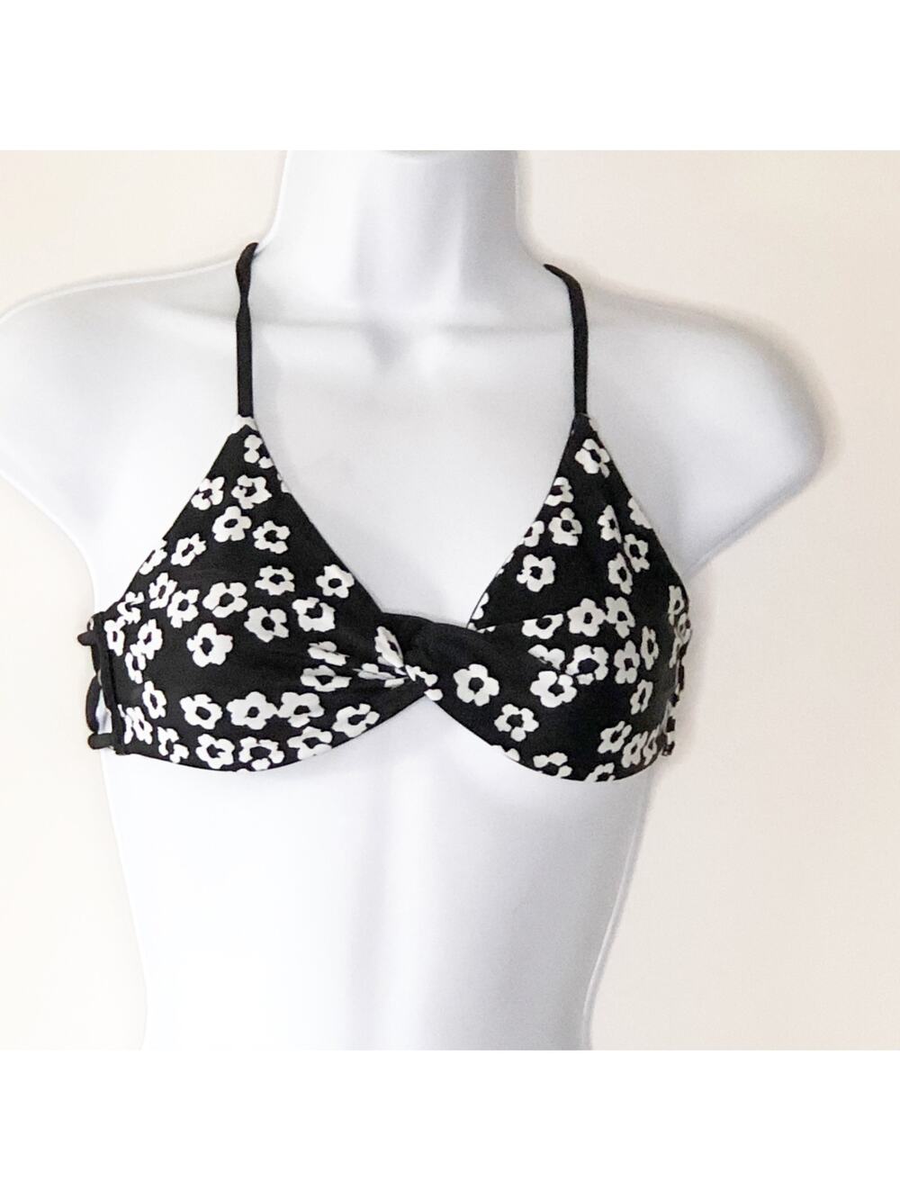 Lands End Reversible Bikini Top S Black Strappy  NEW!! Swimsuits for Women